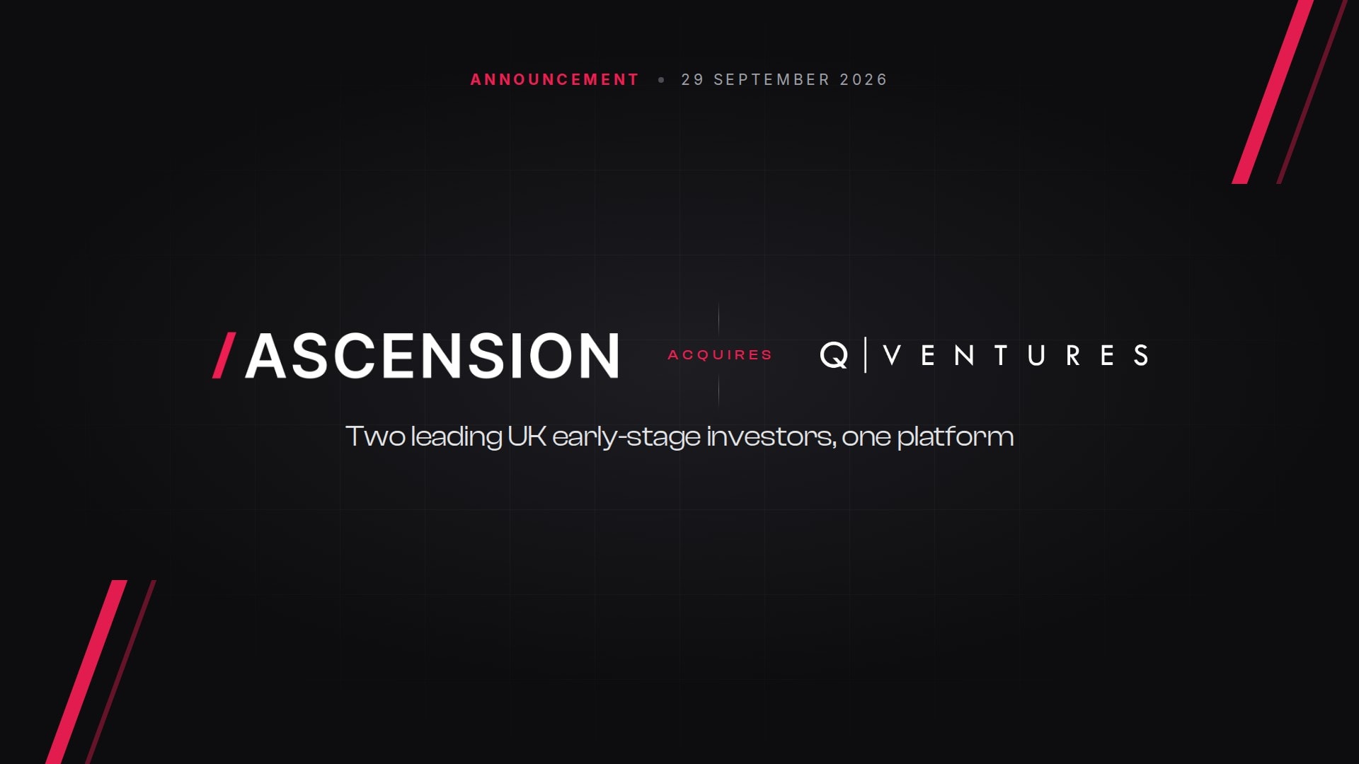 Ascension to acquire QVentures, bringing together two leading UK early-stage investment funds