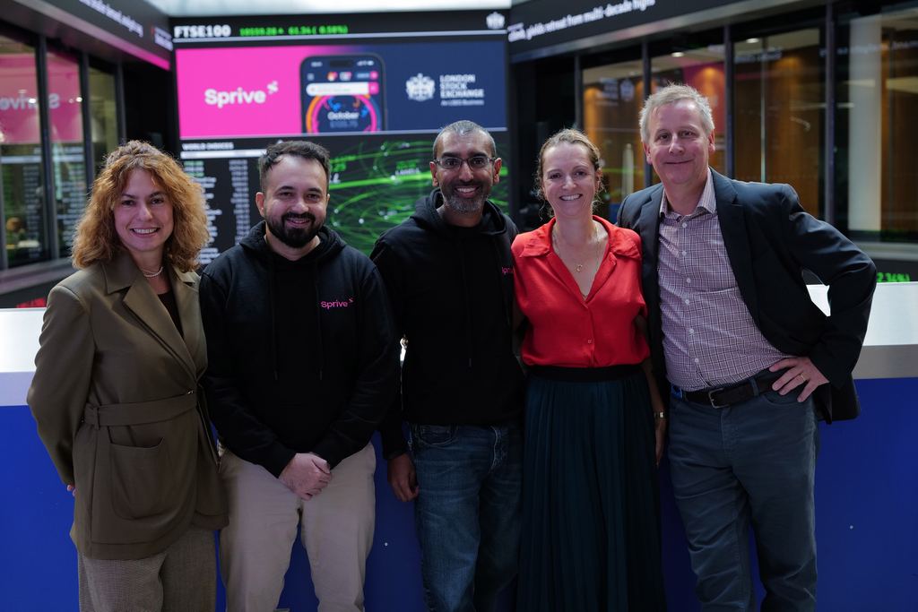 Jean, Emma and Iulia with Sprive's founders at the London Stock Exchange